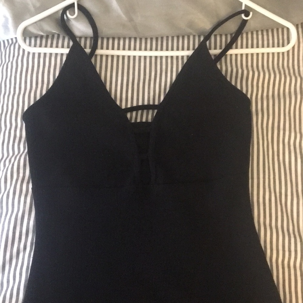 Black ribbed cocktail dress